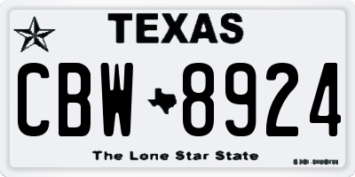 TX license plate CBW8924