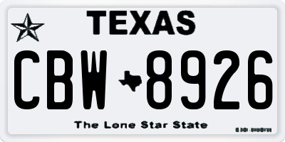 TX license plate CBW8926