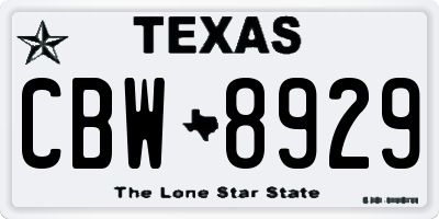 TX license plate CBW8929