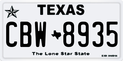 TX license plate CBW8935