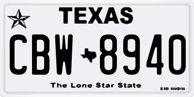 TX license plate CBW8940