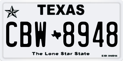 TX license plate CBW8948