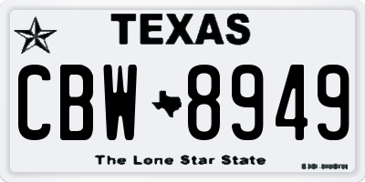 TX license plate CBW8949