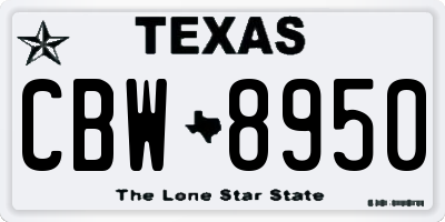TX license plate CBW8950