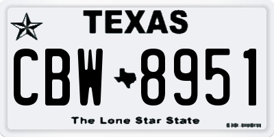 TX license plate CBW8951