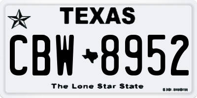 TX license plate CBW8952