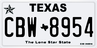 TX license plate CBW8954
