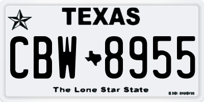 TX license plate CBW8955