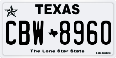 TX license plate CBW8960
