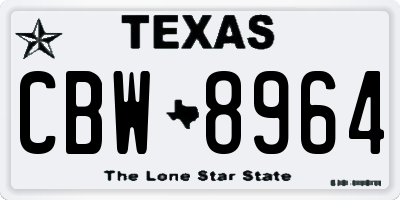 TX license plate CBW8964