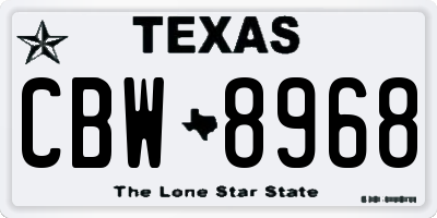 TX license plate CBW8968