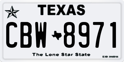 TX license plate CBW8971