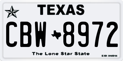 TX license plate CBW8972