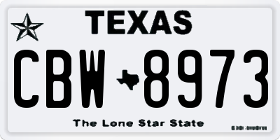 TX license plate CBW8973