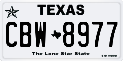 TX license plate CBW8977