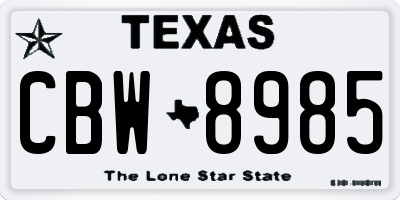 TX license plate CBW8985