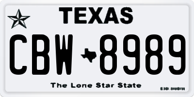 TX license plate CBW8989