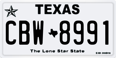 TX license plate CBW8991