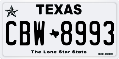 TX license plate CBW8993