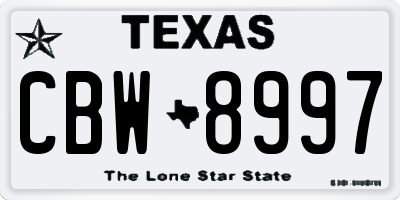 TX license plate CBW8997