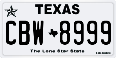 TX license plate CBW8999