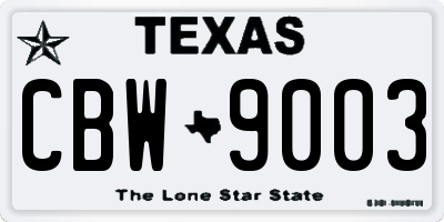 TX license plate CBW9003
