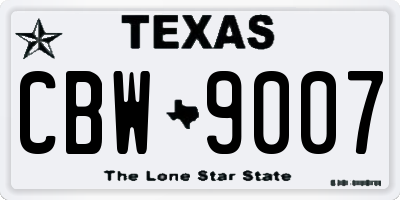 TX license plate CBW9007