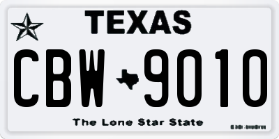 TX license plate CBW9010