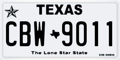 TX license plate CBW9011