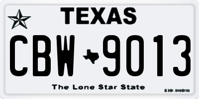 TX license plate CBW9013