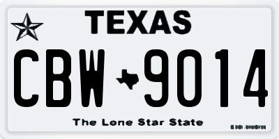 TX license plate CBW9014
