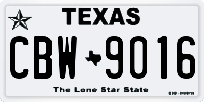 TX license plate CBW9016