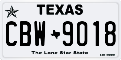 TX license plate CBW9018