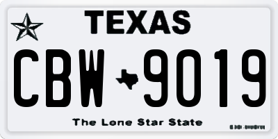 TX license plate CBW9019
