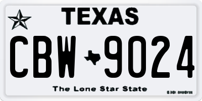 TX license plate CBW9024