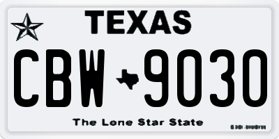 TX license plate CBW9030