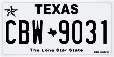TX license plate CBW9031