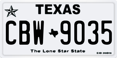 TX license plate CBW9035