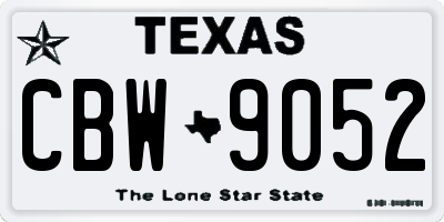 TX license plate CBW9052