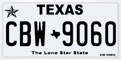 TX license plate CBW9060