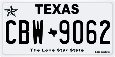 TX license plate CBW9062
