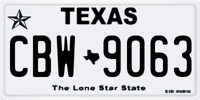 TX license plate CBW9063
