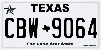 TX license plate CBW9064