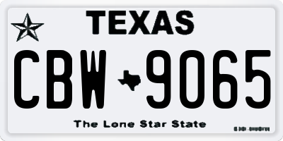 TX license plate CBW9065