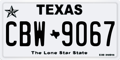TX license plate CBW9067