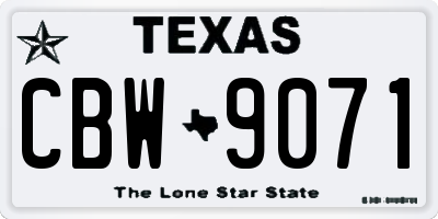 TX license plate CBW9071