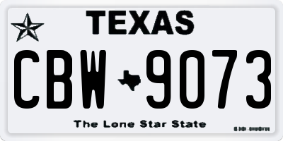 TX license plate CBW9073