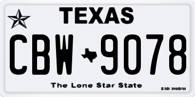 TX license plate CBW9078