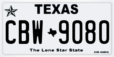 TX license plate CBW9080