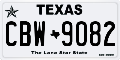 TX license plate CBW9082